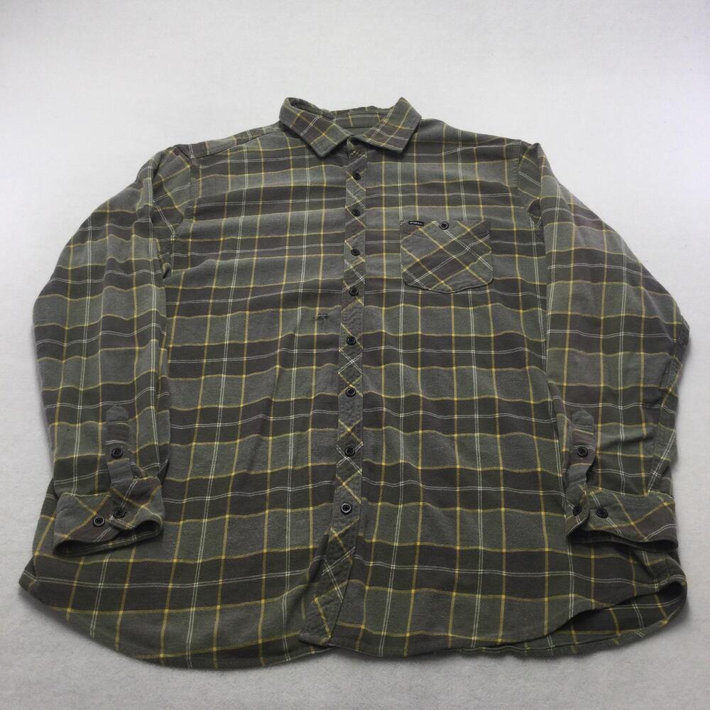 O'Neill Shirt Mens 2XLT Green Plaid Flannel Long Sleeve Button Up Casual Pocket